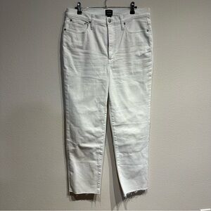 J. Crew White Stovepipe Pants Raw Hem‎ Jeans Size 30